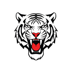 Roaring Tiger Head Mascot Vector Illustration