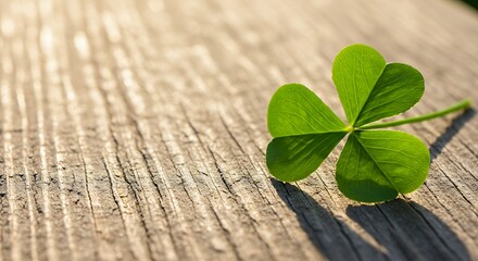 Lucky Clover on Weathered Wood - A Symbol of Irish Heritage.