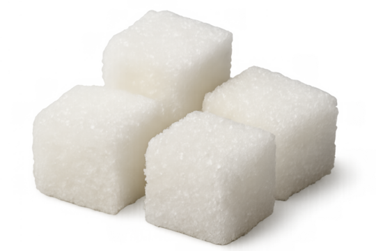 White sugar cubes piled up, sweetening food and drinks, symbol of unhealthy diet, transparent background - Powered by Adobe