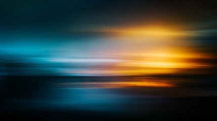 Motion blurred abstract horizon with glowing warm and cool tones.