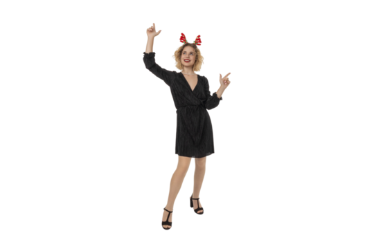 Festively dressed for New Year’s celebration, isolated, PNG