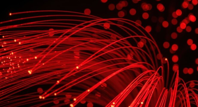 Abstract Red Fiber Optics Data