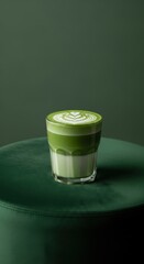 Matcha Latte on Green Velvet