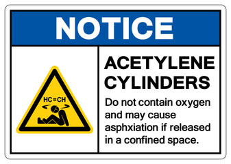 Notice Acetylene Cylinders Symbol Sign ,Vector Illustration, Isolate On White Background Label.EPS10
