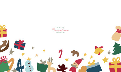 クリスマスツリーのイラスト。12月のツリーとオーナメントのセット。サンタとトナカイの飾り。Christmas tree illustration. Set of December trees and ornaments. Santa and reindeer decorations.