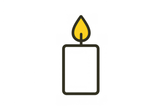 Burning candle icon representing light, memory, hope, and prayer with transparent background