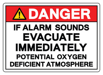 Danger If Alarm Sounds Evacuate Immediately Symbol Sign ,Vector Illustration, Isolate On White Background Label.EPS10