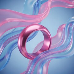 Fototapeta premium Abstract Pink Ring and Ethereal Ribbons
