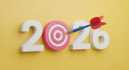 2026 target with dart on bullseye symbolizes sales strategy business holiday planning analytics christmasnew year optimism and goal setting