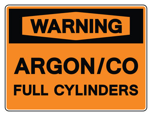 Warning Argon CO Full Cylinders Symbol Sign ,Vector Illustration, Isolate On White Background Label.EPS10