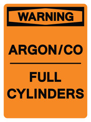 Warning Argon CO Full Cylinders Symbol Sign ,Vector Illustration, Isolate On White Background Label.EPS10