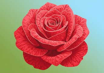 Vibrant Red Rose Blossom with Intricate Petal Details.