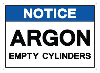 Obraz premium Notice Argon Empty Cylinder Symbol Sign ,Vector Illustration, Isolate On White Background Label.EPS10