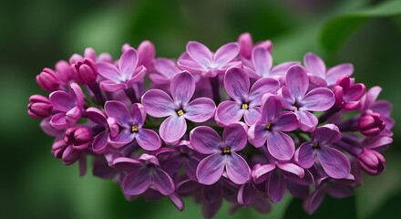 Vibrant Purple Lilac Flowers Blooming in Spring Garden.