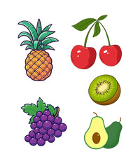 Tropical Exotic Fruit Collection – Fresh Colorful Organic Fruits Illustration