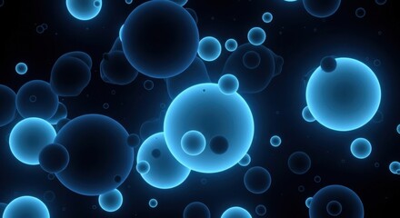 Abstract Blue Floating Spheres