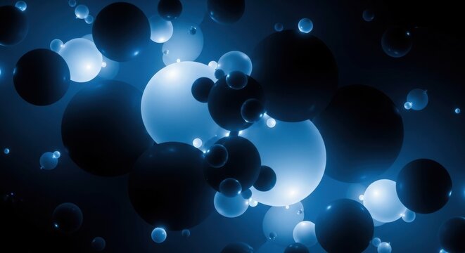 Abstract Blue Floating Spheres