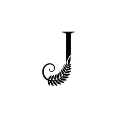 Decorative Letter J Monogram with Botanical Ornament