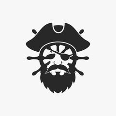 The flat design Pirates face logo. The pirate is looking at the camera with a menacing expression.