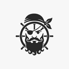 The flat design Pirates face logo. The pirate is looking at the camera with a menacing expression.