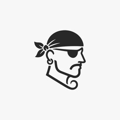 The flat design Pirates face logo. The pirate is looking at the camera with a menacing expression.