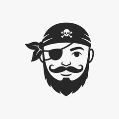The flat design Pirates face logo. The pirate is looking at the camera with a menacing expression.