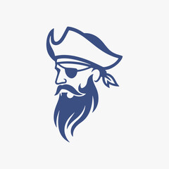 The flat design Pirates face logo. The pirate is looking at the camera with a menacing expression.