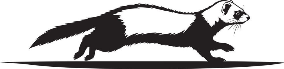 Dynamic silhouette of a ferret in motion capturing its agile and energetic nature