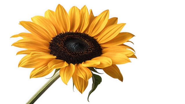 A single bright yellow sunflower isolated on transparent background