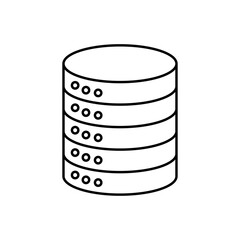 Database icon illustrated in a modern line style, isolated on a white background. Ideal for data storage, cloud servers, web hosting, and information management concepts.