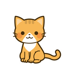 A cute, cartoon-style orange cat sitting and looking forward with a smile.