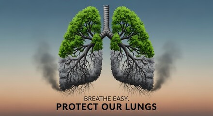 Lung health awareness and pollution prevention campaign for clean air and healthy respiratory system -smog air pollution
