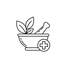 Herbal Medicine Icon – Natural Healing and Ayurveda Therapy Vector Illustration