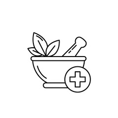 Herbal Medicine Icon – Natural Healing and Ayurveda Therapy Vector Illustration