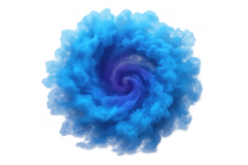 Blue smoke vortex creating abstract energy portal with swirling clouds showing power and mystical motion