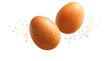 A juicy egg plum drifts gently and weightlessly, isolated on white