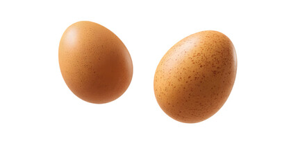 A fresh egg plum floats gracefully in midair, isolated on white