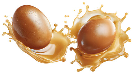 A fresh egg plum floats gracefully in midair, isolated on white