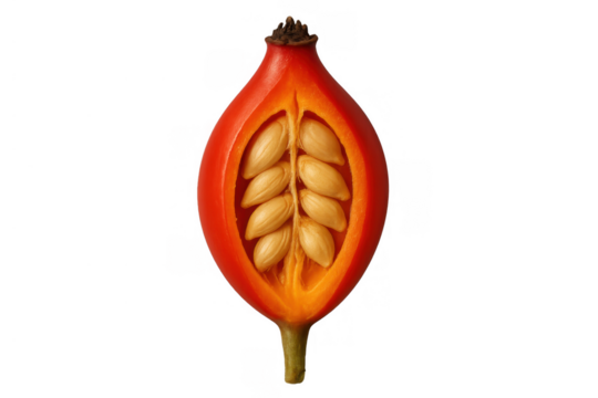Rose hip cross section revealing internal seeds, a symbol of nature's hidden beauty and growth, transparent background - Powered by Adobe