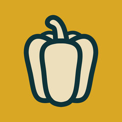 Minimalist Bold Outline Isolated Bell Pepper Illustration of Vegetable Icon