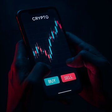 Crypto Trading on Smartphone 
Digital Investment and Fintech Concept
