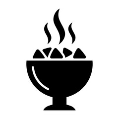 Dia de muertos icons vector black silhouette of a goblet filled with triangular shapes emitting three wisps of smoke upwards