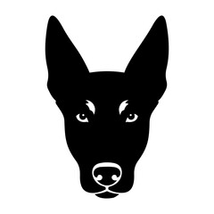 Dia de muertos icons vector illustration of a black dog face with pointy ears and a white nose on a transparent background