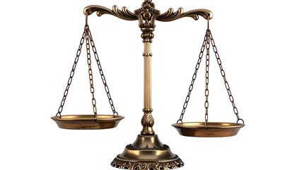 Justice scales; two empty pans hang from a central gilded post
