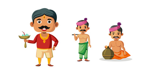 Indian village man cartoon character. moral stories for the best cartoon character vector
