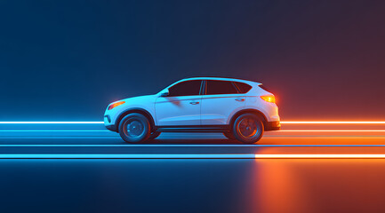 Technology oriented white car display