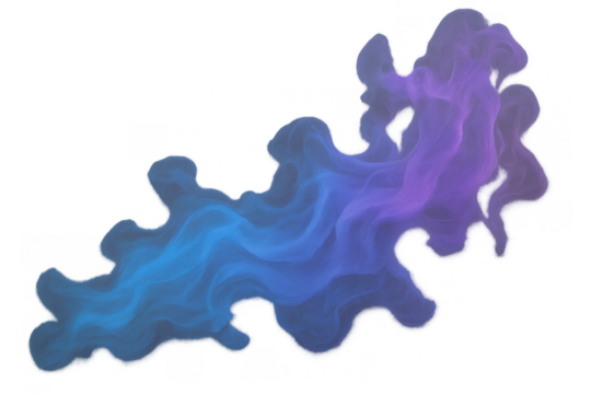 Abstract smoke cloud creating futuristic fluid gradient texture, moving vapor effect on transparent background