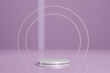 Minimalist 3d Podium with Arches on a Purple Background