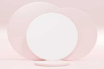Minimalist Pink Podium with Circular Shapes for Product Display