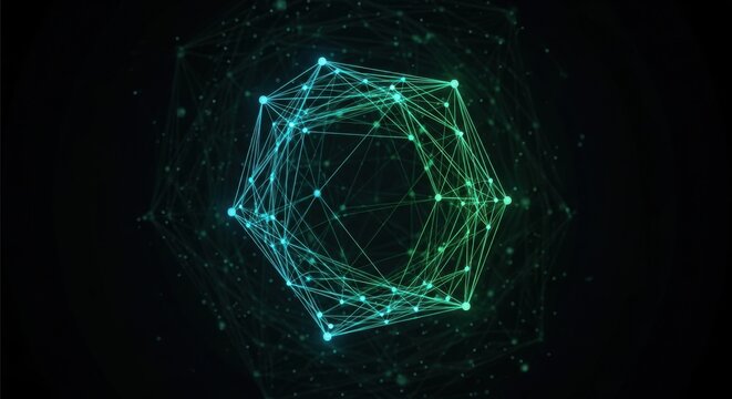 Abstract Glowing Geometric Network Sphere